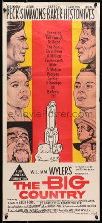7j104 BIG COUNTRY Aust daybill 1958 Gregory Peck, Charlton Heston, William Wyler classic!
