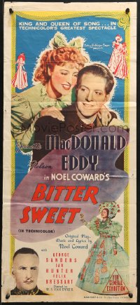 7j111 BITTER SWEET Aust daybill 1940 Jeanette MacDonald, Nelson Eddy, from Noel Coward's play!