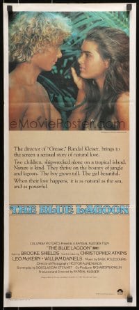 7j120 BLUE LAGOON Aust daybill 1980 c/u of sexy young Brooke Shields & Christopher Atkins!