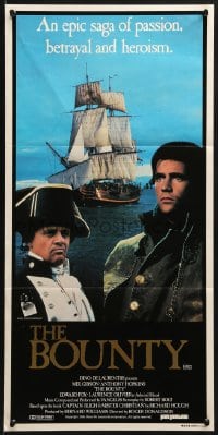 7j131 BOUNTY Aust daybill 1984 Mel Gibson, Anthony Hopkins, Laurence Olivier, Mutiny on the Bounty!
