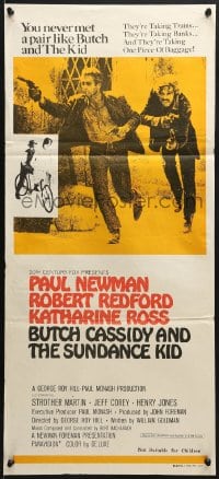 7j148 BUTCH CASSIDY & THE SUNDANCE KID Aust daybill 1970 Paul Newman, Robert Redford, Ross!