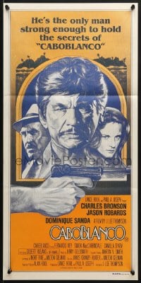 7j151 CABOBLANCO Aust daybill 1980 Charles Bronson, Jason Robards, great completely different art!