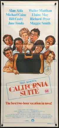 7j153 CALIFORNIA SUITE Aust daybill 1978 Alan Alda, Michael Caine, Fonda, all-star cast Drew art!