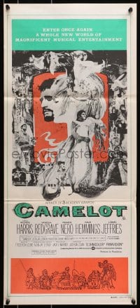 7j156 CAMELOT Aust daybill R1970s Richard Harris as King Arthur, Vanessa Redgrave as Guenevere