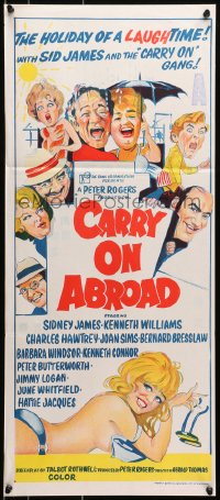 7j170 CARRY ON ABROAD Aust daybill 1972 Sidney James, Kenneth Williams, English sex!