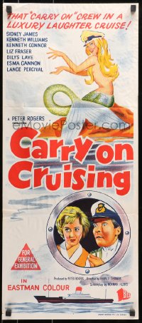 7j174 CARRY ON CRUISING Aust daybill 1962 Gerald Thomas English cruise ship comedy, sexy mermaid!