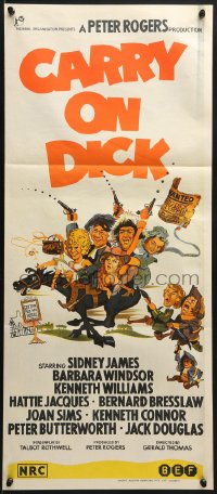 7j175 CARRY ON DICK Aust daybill 1974 Sidney James, Barbara Windsor, Kenneth Williams!