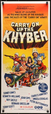 7j180 CARRY ON UP THE KHYBER Aust daybill 1968 Sidney James, Kenneth Williams, English comedy!