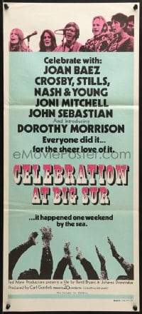 7j184 CELEBRATION AT BIG SUR Aust daybill 1971 celebrate with Joan Baez, Crosby, Stills, Nash & Young!