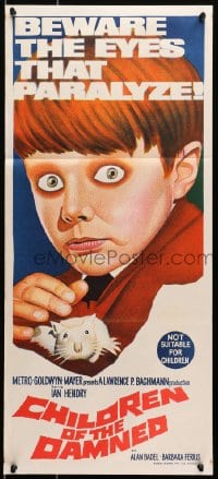 7j192 CHILDREN OF THE DAMNED Aust daybill 1964 beware the creepy kid's eyes that paralyze!