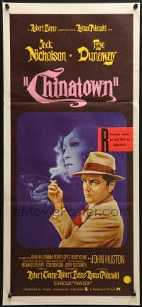 7j194 CHINATOWN Aust daybill 1975 art of Jack Nicholson & Faye Dunaway, Roman Polanski!