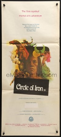 7j207 CIRCLE OF IRON Aust daybill 1978 David Carradine, story by Bruce Lee, art by Maughan!