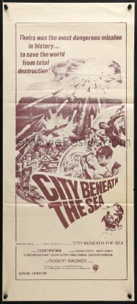 7j208 CITY BENEATH THE SEA Aust daybill 1971 Irwin Allen, Stuart Whitman, brown art style!