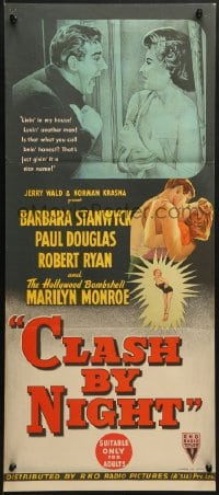 7j209 CLASH BY NIGHT Aust daybill 1953 Fritz Lang, Hollywood Bombshell Marilyn Monroe shown!