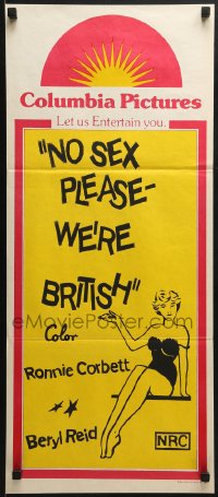 7j219 COLUMBIA PICTURES Aust daybill 1970s No Sex Please - We're British, wacky sexy art!