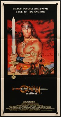 7j222 CONAN THE DESTROYER Aust daybill 1984 Arnold Schwarzenegger is the most powerful legend!
