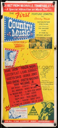 7j233 COUNTRY MUSIC ON BROADWAY Aust daybill 1964 cool art of King of Country Hank Williams!