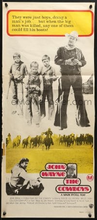 7j234 COWBOYS Aust daybill 1972 big John Wayne gave these young boys their chance to become men!