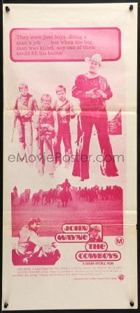 7j235 COWBOYS 2nd printing Aust daybill 1972 big John Wayne gave these boys a chance to become men!