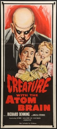 7j237 CREATURE WITH THE ATOM BRAIN Aust daybill 1960s stalking his prey comes from beyond the grave!