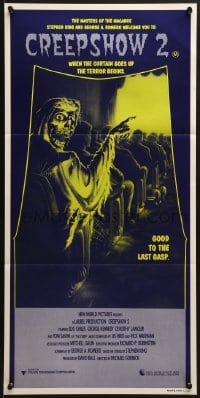 7j238 CREEPSHOW 2 Aust daybill 1987 Tom Savini, great Winters artwork of skeleton Creep in theater!
