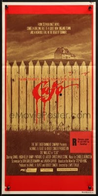 7j245 CUJO Aust daybill 1983 Stephen King, artwork of bloody fence & house by Robert Tanenbaum!