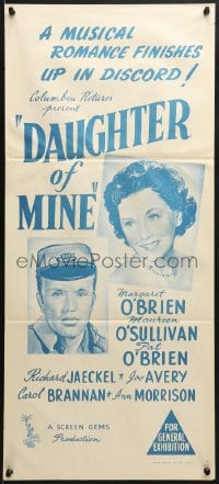 7j252 DAUGHTER OF MINE Aust daybill 1950s different art of Margaret O'Brien & Richard Jaeckel!