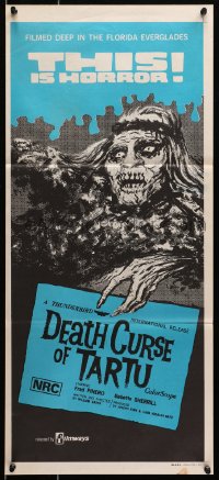 7j257 DEATH CURSE OF TARTU Aust daybill 1974 Native American Indian zombies in the Everglades!
