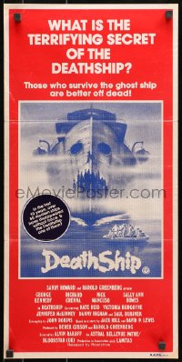 7j258 DEATH SHIP Aust daybill 1980 those who survive are better off dead, cool haunted ocean liner art!