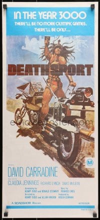 7j260 DEATHSPORT Aust daybill 1978 David Carradine, great artwork of futuristic battle motorcycle!