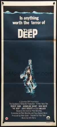 7j261 DEEP Aust daybill 1977 great art of sexy swimming scuba diver Jacqueline Bisset!