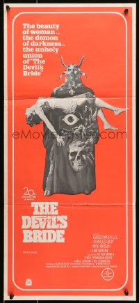 7j270 DEVIL'S BRIDE Aust daybill 1968 Christopher Lee, Terence Fisher Hammer horror!