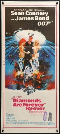 7j273 DIAMONDS ARE FOREVER Aust daybill 1971 art of Connery as James Bond by Robert McGinnis!