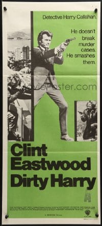 7j279 DIRTY HARRY Aust daybill 1971 Clint Eastwood w/.44 magnum, Don Siegel crime classic!