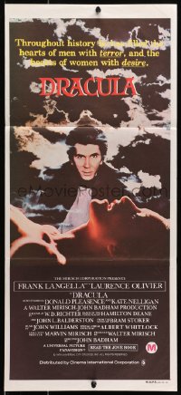7j294 DRACULA Aust daybill 1980 Bram Stoker, vampire Frank Langella & c/u of sexy Jan Francis!