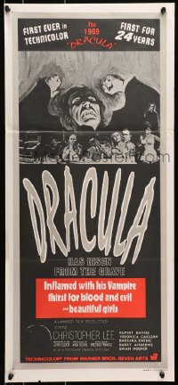7j296 DRACULA HAS RISEN FROM THE GRAVE Aust daybill 1969 Hammer, vampire Christopher Lee!