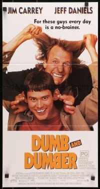 7j301 DUMB & DUMBER Aust daybill 1995 Jim Carrey & Jeff Daniels are Harry & Lloyd!