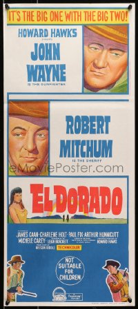 7j314 EL DORADO Aust daybill 1967 John Wayne, Robert Mitchum, Howard Hawks, big 1 with the big 2!