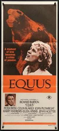 7j321 EQUUS Aust daybill 1978 Richard Burton, Jenny Agutter, Peter Firth, Sidney Lumet directed!