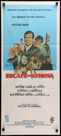 7j324 ESCAPE TO ATHENA Aust daybill 1979 art of Roger Moore, Telly Savalas & David Niven!
