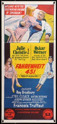 7j332 FAHRENHEIT 451 Aust daybill 1967 Francois Truffaut, Ray Bradbury, Christie, Werner!