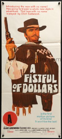 7j347 FISTFUL OF DOLLARS Aust daybill 1967 Clint Eastwood is the most dangerous man who ever lived!