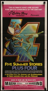 7j349 FIVE SUMMER STORIES PLUS FOUR Aust daybill 1976 really cool surfing artwork by Rick Griffin!