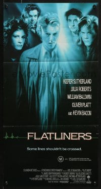 7j351 FLATLINERS Aust daybill 1990 Kiefer Sutherland, Julia Roberts, Kevin Bacon, Baldwin, Platt!