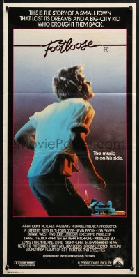 7j356 FOOTLOOSE Aust daybill 1984 teenage dancer Kevin Bacon has the music on his side!