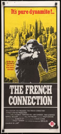 7j373 FRENCH CONNECTION Aust daybill 1971 Gene Hackman in movie chase climax, William Friedkin