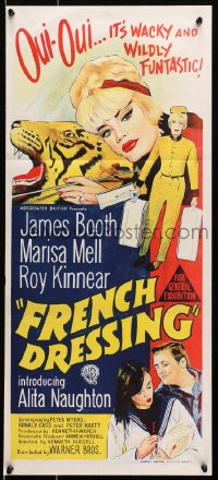 7j374 FRENCH DRESSING Aust daybill 1964 Ken Russell directed, James Booth, sexy artwork!