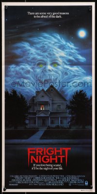 7j383 FRIGHT NIGHT Aust daybill 1985 Sarandon, McDowall, best classic horror art by Peter Mueller!