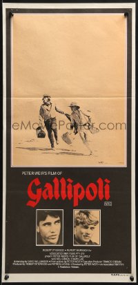 7j388 GALLIPOLI Aust daybill 1981 Peter Weir, Mel Gibson & Mark Lee cross desert on foot!