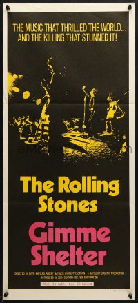 7j399 GIMME SHELTER Aust daybill 1971 Rolling Stones out of control rock & roll concert, rare!